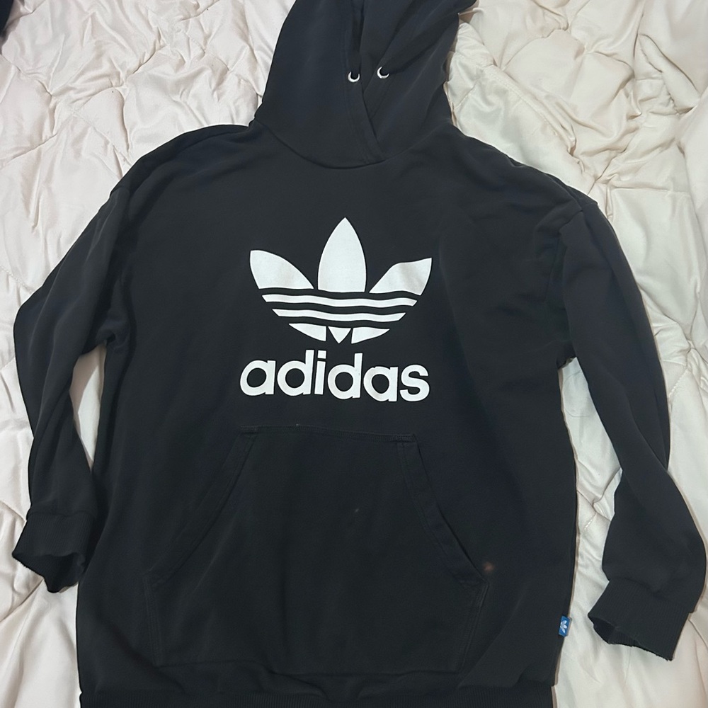 Adidas Black Hoodie with White Trefoil Logo